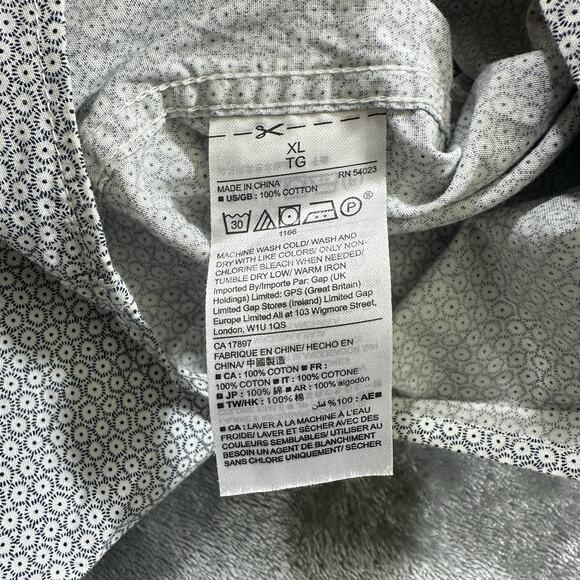 Gap Button Down Shirt Mens XL‎ White/Blue Slim Fit Collared Geometric Print - Picture 4 of 9